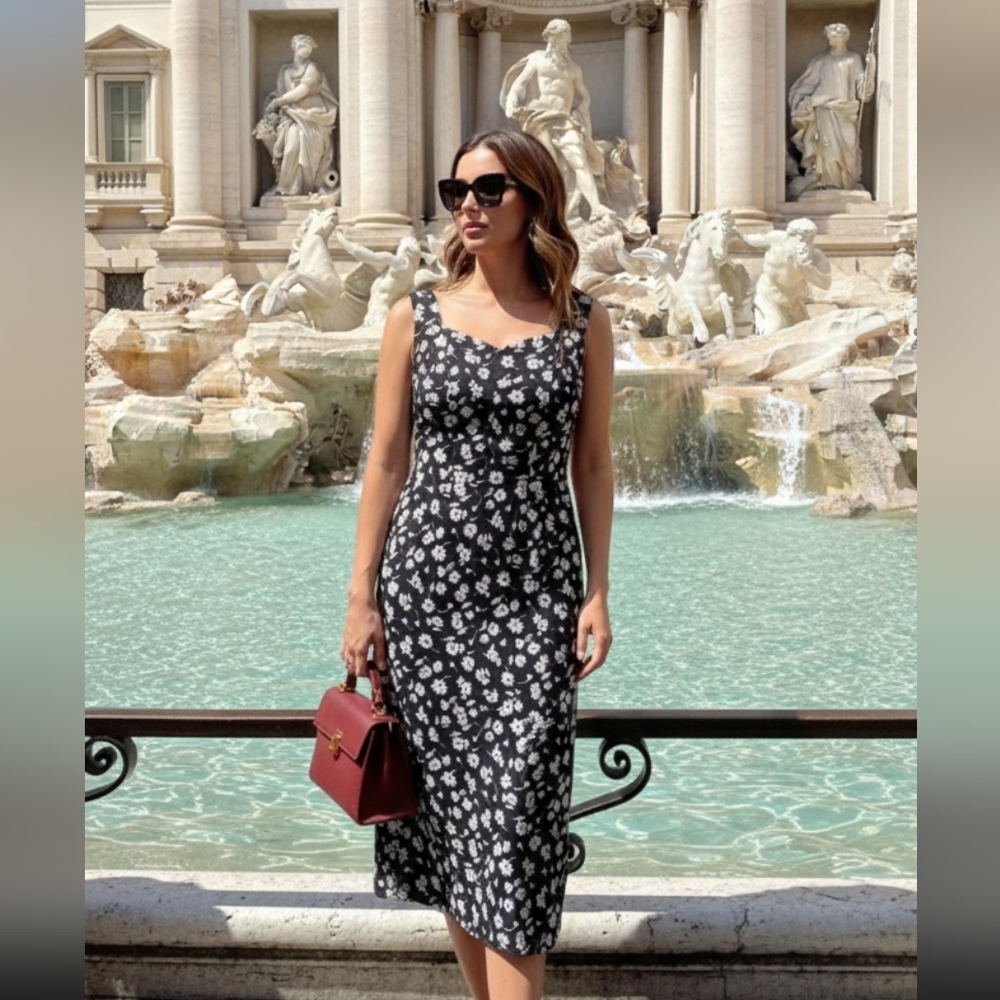 Dolce & Gabanna floral y2k midi dress 42/M Black